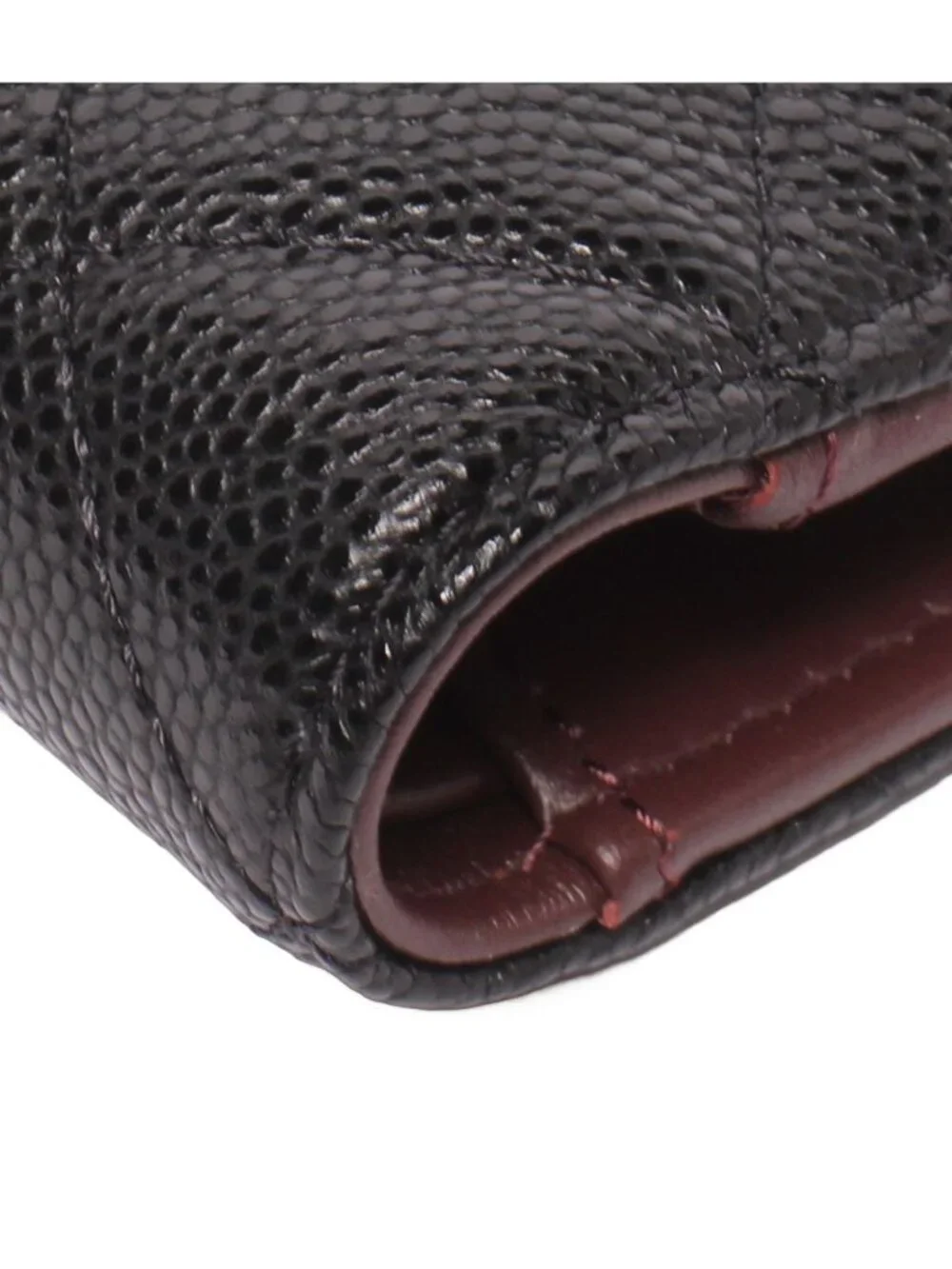 Chanel Bifold Wallet Passport Case Quilted Gold Caviar Leather
